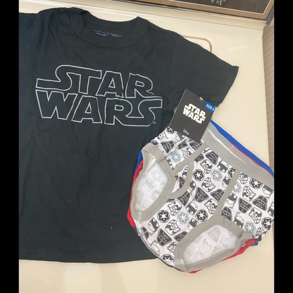 Disney Other - Disney Star Wars 4pc Boys Underwear Set. 1 T-Shirt 3 Briefs 100% Cot NWT